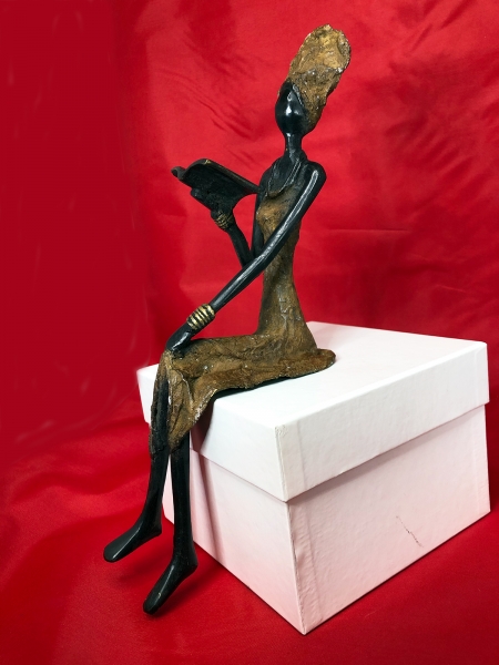 Reading African Woman - Bronze
